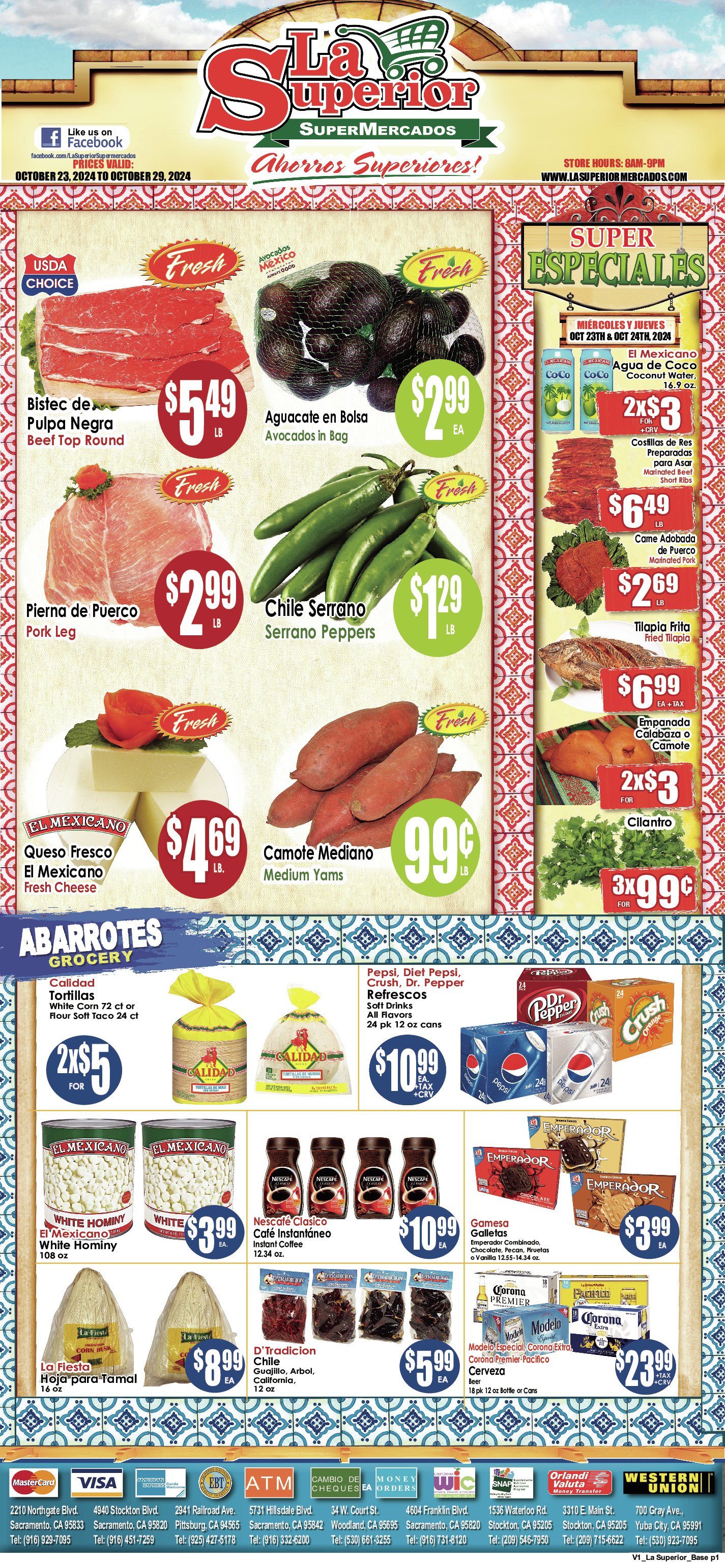 Weekly AD 1 Page. valid thruogh 10/23/2024 - 10/29/2024